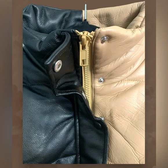 ⭐️HOST PICK🛍️*NEW* Faux Leather Color Block Coat Size Small - Picture 3 of 9